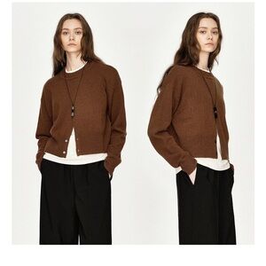 Asymmetrical Hem Wool Sweater – Loose Fit Round Neck Knit